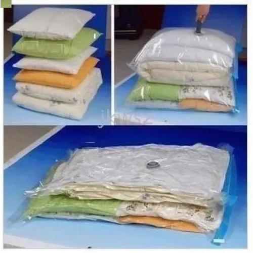 Вакуумний пакет для перевезення та зберігання речей Vacum Bag 50*60 см з клапаном для пилососа, прозорий - фото 3
