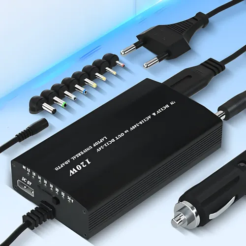 Универсальная зарядка для ноутбуков с прикуривателем DC 12-24V, 120W, 8 насадок