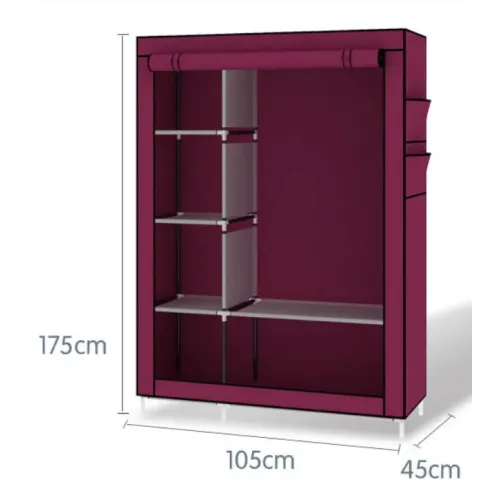 Складаний тканинний шафа 6 відділень HCX Storage Wardrobe коричневий - фото 3