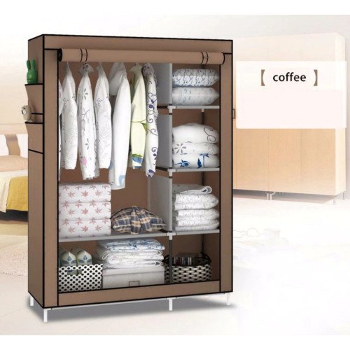 Складаний тканинний шафа 6 відділень HCX Storage Wardrobe коричневий - фото 2