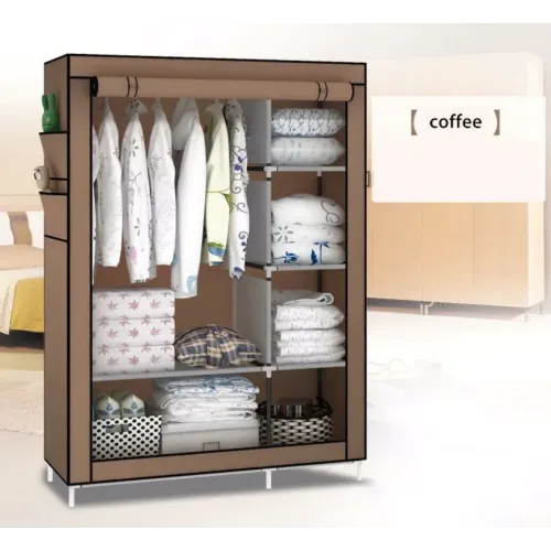Складной тканевый шкаф 6 отделений HCX Storage Wardrobe  88105 коричневый - фото 5