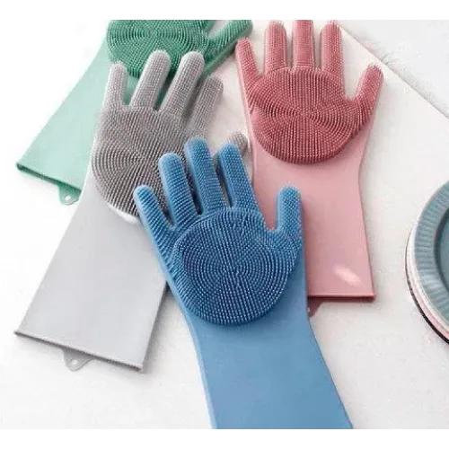 Силиконовые многофункциональные перчатки для мытья и чистки Magic Silicone Gloves magic brush с ворсом - фото 2