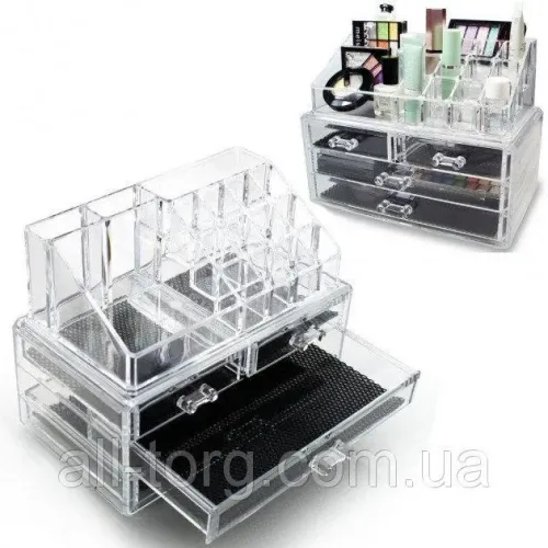 Настільний акриловий органайзер для косметики Cosmetic Storage Box 4 ящики - фото 4