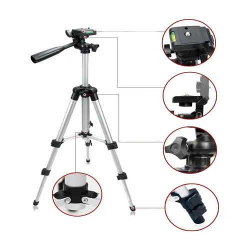 Штатив для відеотехніки і смартфона TRIPOD TF-3110, підлоговий, телескопічний, срібло - фото 2