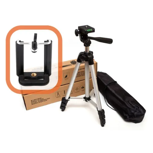 Штатив для відеотехніки і смартфона TRIPOD TF-3110, підлоговий, телескопічний, срібло - фото 5