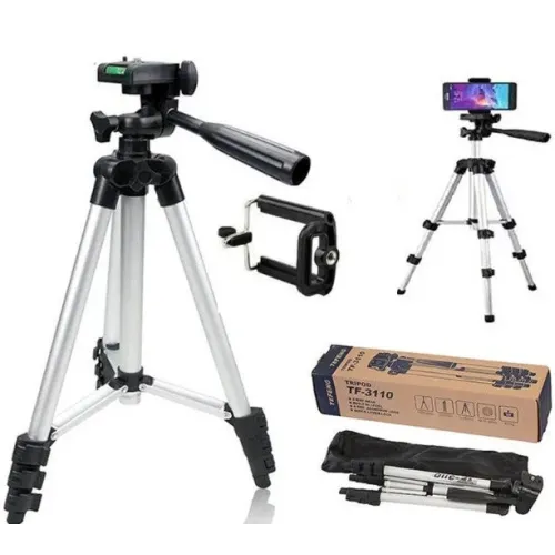 Штатив для відеотехніки і смартфона TRIPOD TF-3110, підлоговий, телескопічний, срібло