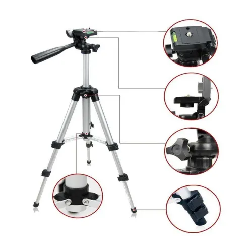 Штатив для відеотехніки і смартфона TRIPOD TF-3110, підлоговий, телескопічний, срібло - фото 2