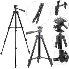 Штатив для відеотехніки і смартфона з рівнем TRIPOD TF-3120, розкладний, чорний