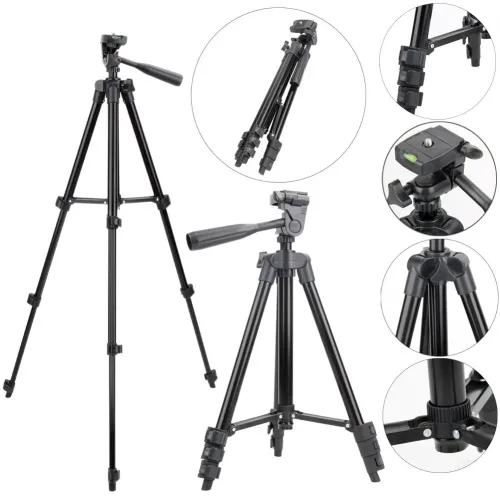 Штатив для відеотехніки і смартфона з рівнем TRIPOD TF-3120, розкладний, чорний