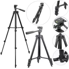 Штатив для відеотехніки і смартфона з рівнем TRIPOD TF-3120, розкладний, чорний