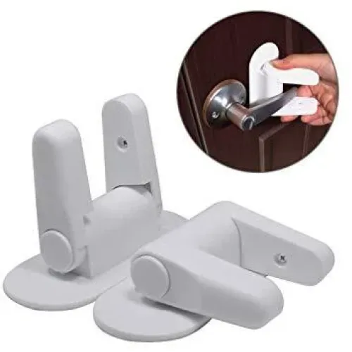 Универсальный детский замок Door Lever Lock для ручек , 2шт в комплекте, универсальный, белый - фото 3