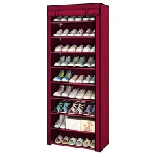 Складной тканевый стеллаж для обуви JBI TOPY, 9 полок, 160×60×30 см, металлический каркас, защита от пыли