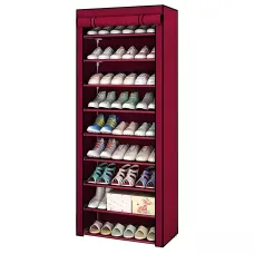 Складной тканевый стеллаж для обуви JBI TOPY, 9 полок, 160×60×30 см, металлический каркас, защита от пыли