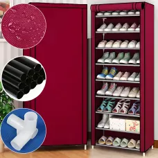 Складаний тканинний стелаж для взуття JBI TOPY, 9 полиць, 160×60×30 см, металевий каркас, захист від пилу