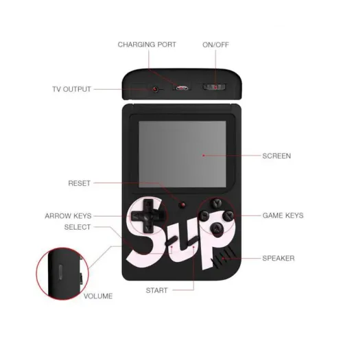 Портативна 8-ми бітна Ігрова консоль SUP game box PLUS, 400 ретро ігор, Black edition ігрова приставка - фото 5