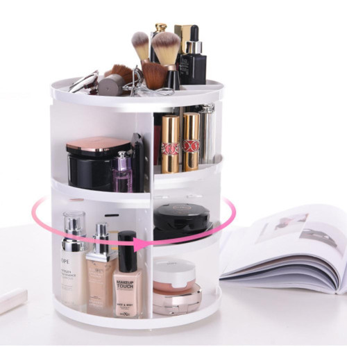 Органайзер для косметики 360°, що обертається Rotation Cosmetic Organizer, складаний, білий і чорний - фото 2