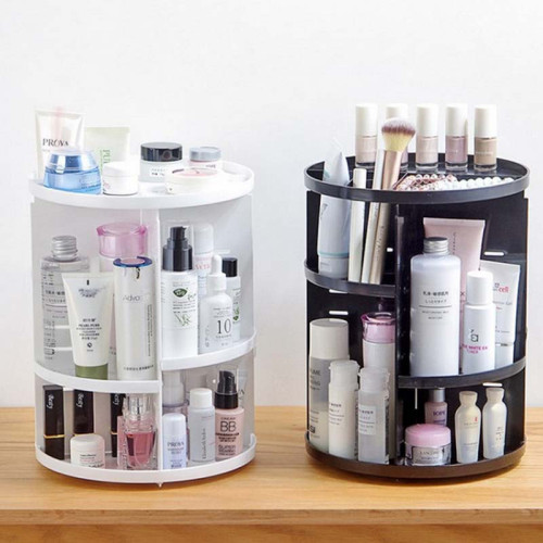 Органайзер для косметики 360°, що обертається Rotation Cosmetic Organizer, складаний, білий і чорний - фото 3