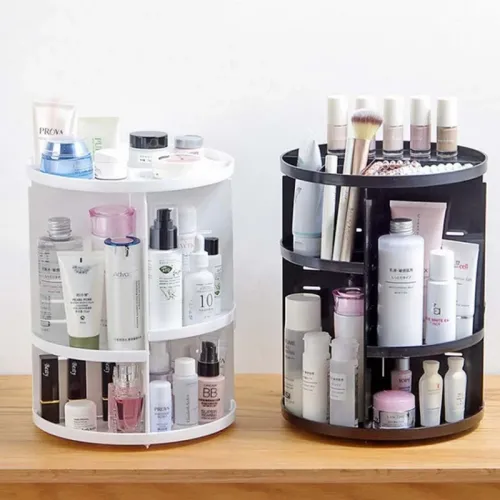 Органайзер для косметики 360°, що обертається Rotation Cosmetic Organizer, складаний, білий і чорний - фото 6
