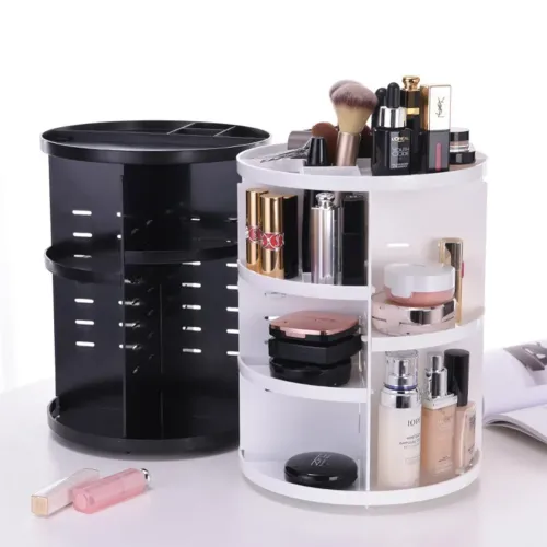 Органайзер для косметики 360°, що обертається Rotation Cosmetic Organizer, складаний, білий і чорний