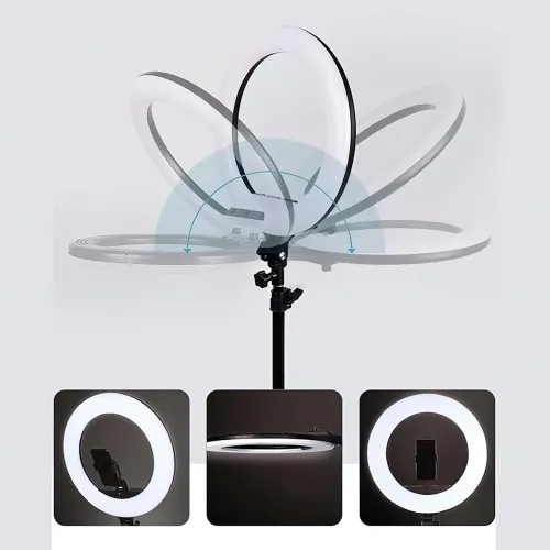 Кольцевая светодиодная лампа LED Ring Fill Light с штативе высота 2 м, диаметр 26 см, 5500 К - фото 4