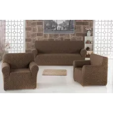 Комплект чохлів на диван і два крісла Жаккард Milano Home Concept Karna, універсальний розмір Шоколад