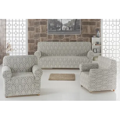 Комплект чохлів на диван і два крісла Жаккард Milano Home Concept Karna, універсальний розмір Сірий