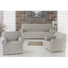 Комплект чохлів на диван і два крісла Жаккард Milano Home Concept Karna, універсальний розмір Сірий