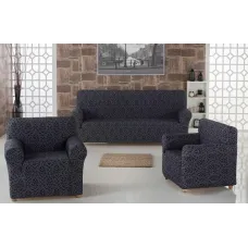 Комплект чохлів на диван і два крісла Жаккард Milano Home Concept Karna, універсальний розмір Графіт