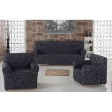 Комплект чохлів на диван і два крісла Жаккард Milano Home Concept Karna, універсальний розмір Графіт