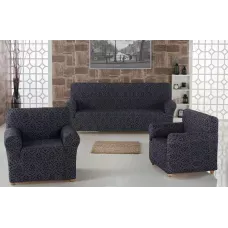 Комплект чохлів на диван і два крісла Жаккард Milano Home Concept Karna, універсальний розмір Графіт