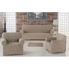 Комплект чохлів на диван і два крісла Жаккард Milano Home Concept Karna, універсальний розмір Бежевий