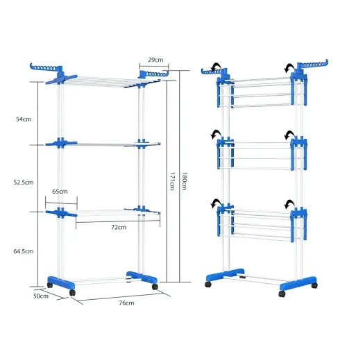 Стійка сушарка для одягу Garment rack with wheels 4 ярусу, метал, 180 см висота - фото 6
