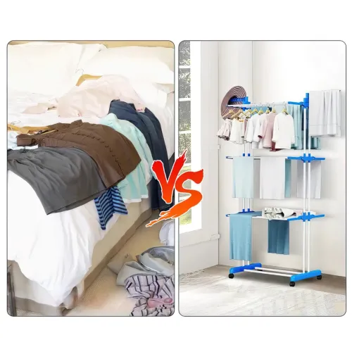 Стійка сушарка для одягу Garment rack with wheels 4 ярусу, метал, 180 см висота - фото 4