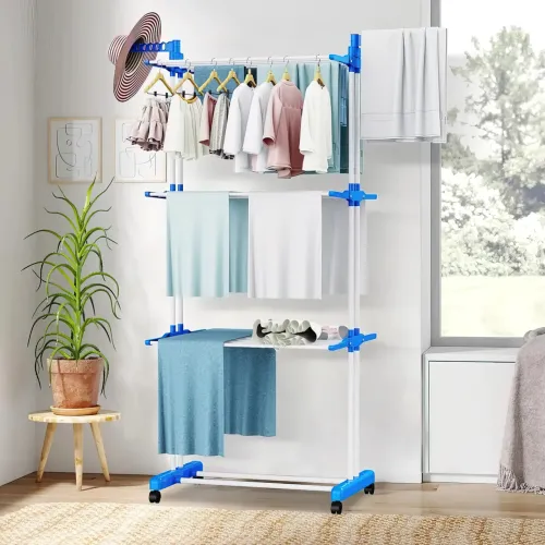 Стійка сушарка для одягу Garment rack with wheels 4 ярусу, метал, 180 см висота - фото 2