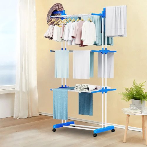 Стойка сушилка для одежды Garment rack with wheels 4 яруса, металл, 180 см высота - фото 4