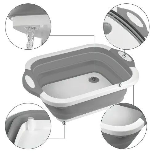 Складана миска Salter Chopper 3в1 з функцією друшляка та обробної дошки, 40х30 см - фото 8