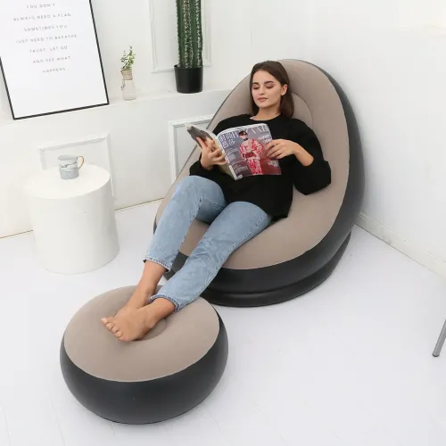 Надувное кресло с пуфом Air Sofa Comfort, влагоустойчивое с винила, до 100 кг - фото 6