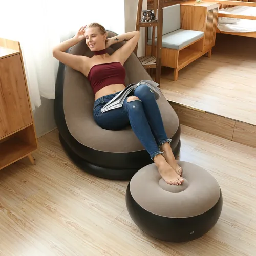 Надувное кресло с пуфом Air Sofa Comfort, влагоустойчивое с винила, до 100 кг - фото 7