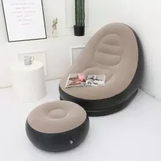 Надувне крісло з пуфом Air Sofa Comfort, вологостійке з вінілу, до 100 кг