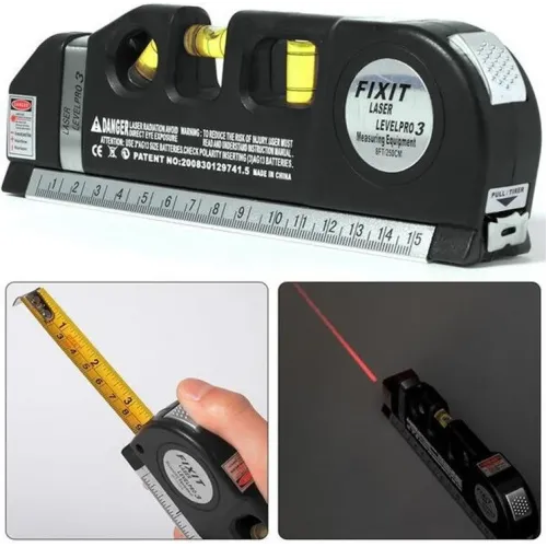 Лазерний рівень з вбудованою рулеткою FIXIT Laser level pro 3, 2 площини, чорний