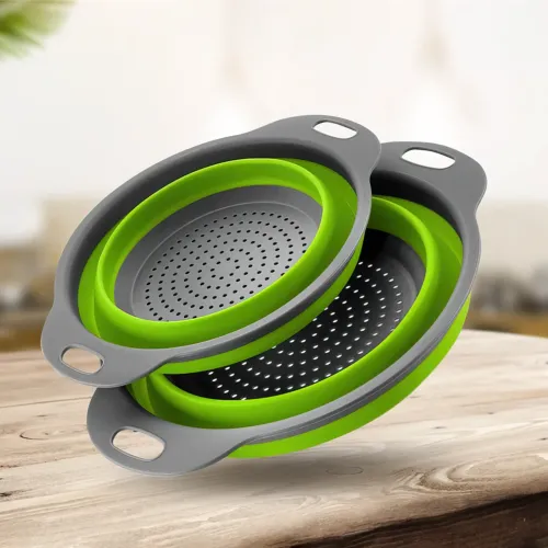 Набір складаних друшляків Collapsible Filter Bassets із силікону, 29 і 24.5 см - фото 2