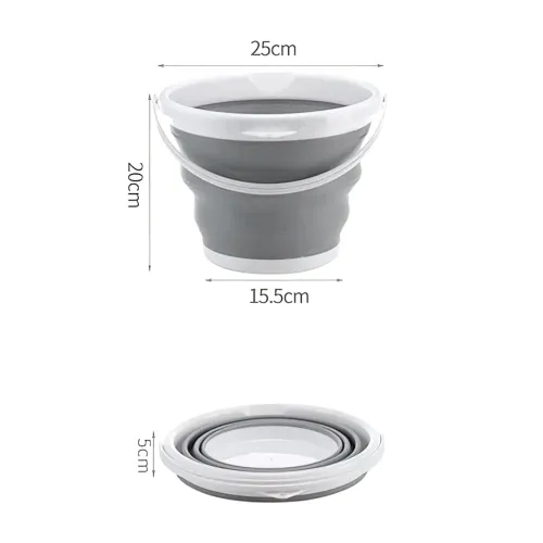 Складане силіконове відро Collapsible Bucket на 5 л, з ручкою, синє - фото 8