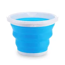 Складане силіконове відро Collapsible Bucket на 5 л, з ручкою, синє