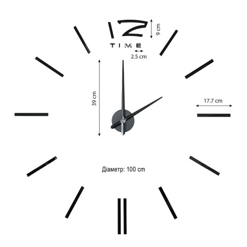 Настенные часы DIY Clock в стиле минимализм, диаметр до 100 см, черный цвет - фото 6
