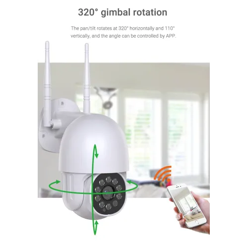 Уличная поворотная IP камера NJ PRO 1080 Vision 360 , влагостойкая, датчик движение, ночное видение, белая - фото 4