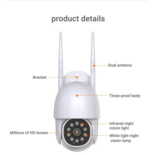 Уличная поворотная IP камера NJ PRO 1080 Vision 360 , влагостойкая, датчик движение, ночное видение, белая - фото 9