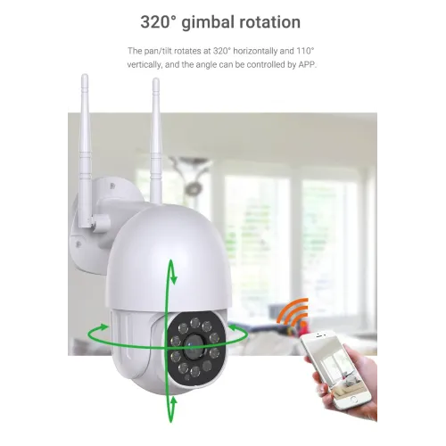 Вулична поворотна IP камера NJ PRO 1080 Vision 360 , вологостійка, датчик рух, нічне бачення, біла - фото 4
