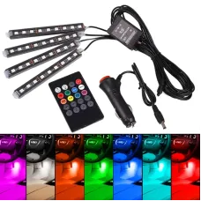 Універсальна RGB LED підсвічування в авто Car LED RGB, з пультом, вологостійка, в прикурювач