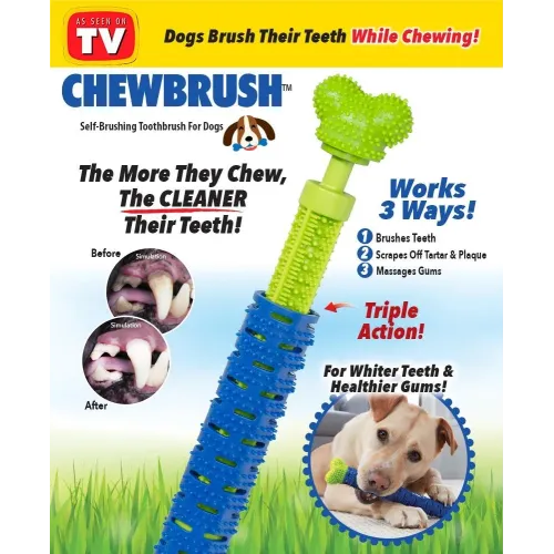 Зубна щітка для собак з секретом CHEWBRUSH, довжина 24 см, з масажем ясен - фото 2