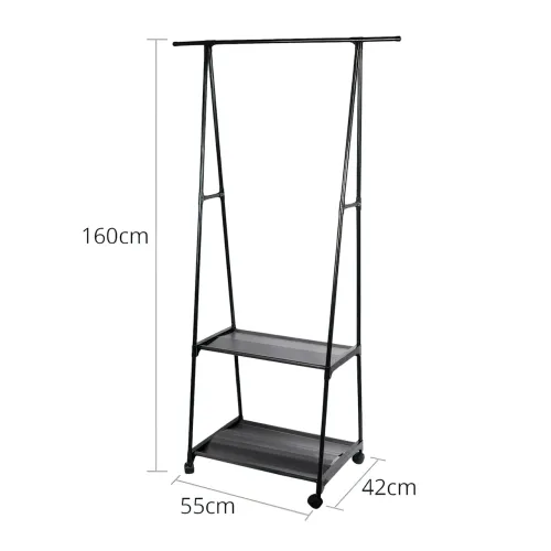 Стійка-вішалка для одягу та взуття Coat Rack Pro з навантаженням до 30 кг, 2 полиці, 1 перекладина, алюмінієва - фото 7